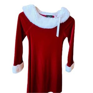 BCX Girls Faux Fur Velour Christmas Dress
